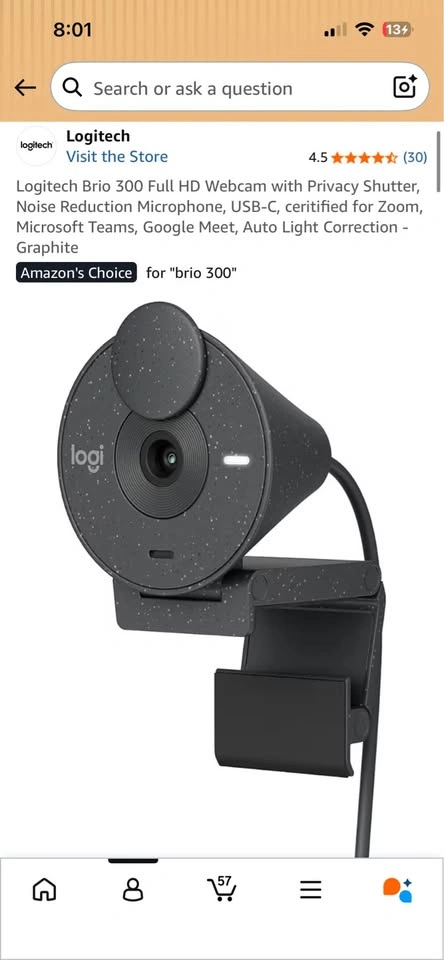 Logitech Brio 300 Full HD Webcam with Privacy Shutter - photo 3
