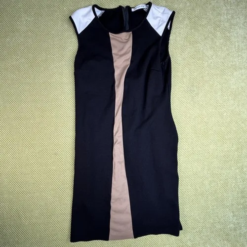 Bianca Nygard Womens L Black Beige White Colourblock Dress