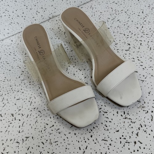 Chinese Laundry Women's US Size 7.5M White Clear Strap Mules