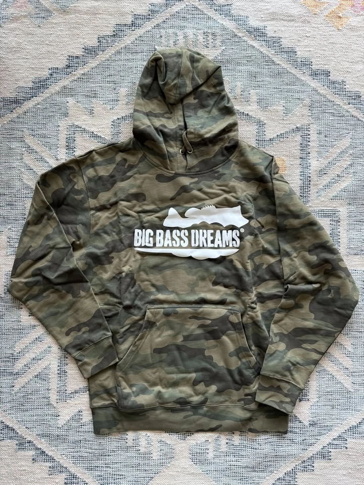 Big Bass Dreams Camo Hoodie – Men’s L – Brand New - photo 4