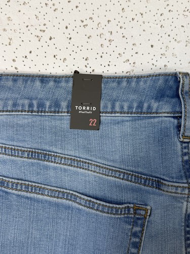 Torrid Midi Denim Front Slit Skirt Women's Size 22 Blue Raw Hem - photo 3