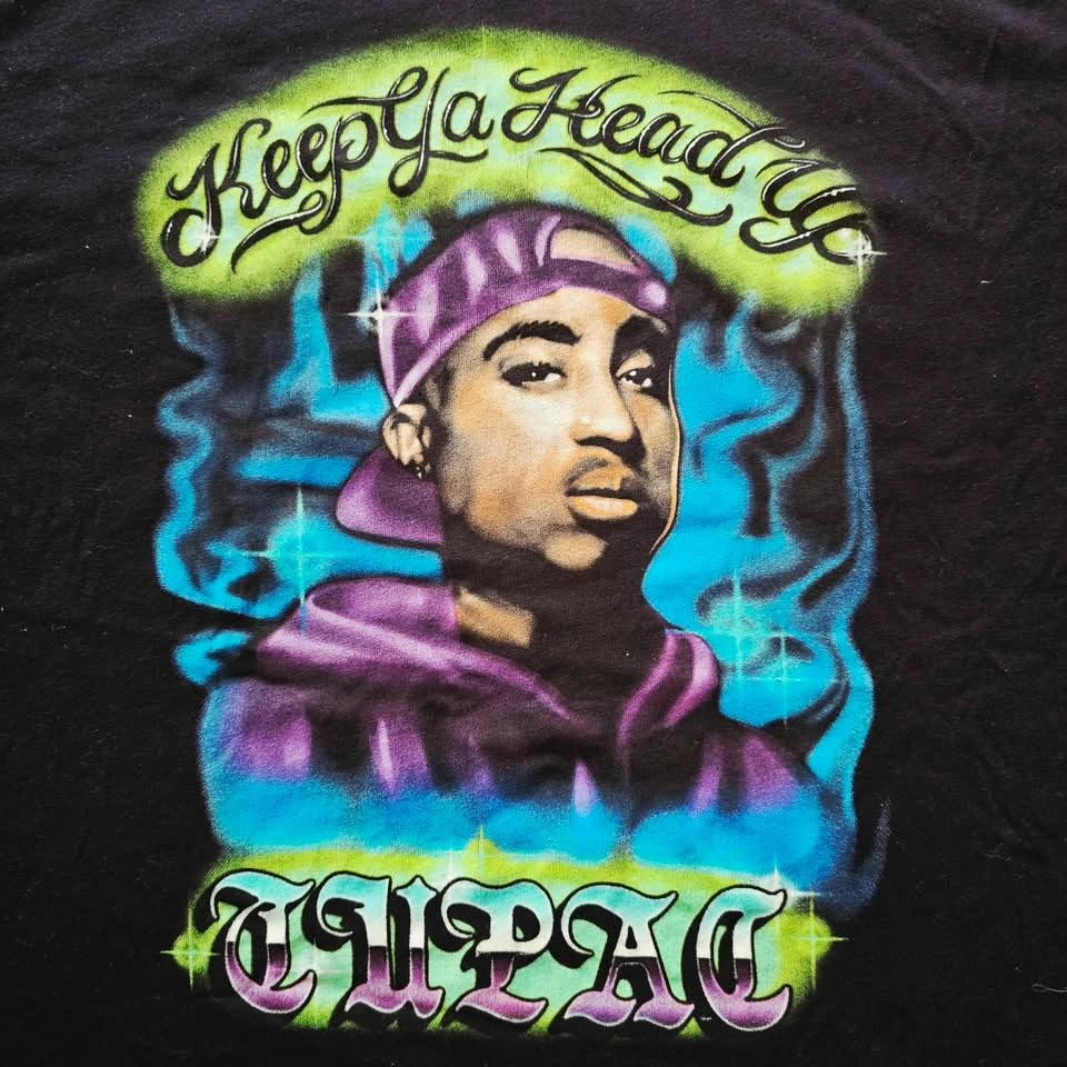 Size L Tupac 2Pac Keep Ya Head Up Airbrush Graphic Tee - photo 2