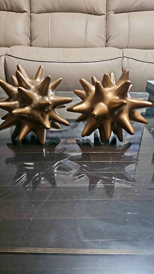 NEW Gold SEA URCHIN Sculpture Spiky Orb Sputnik