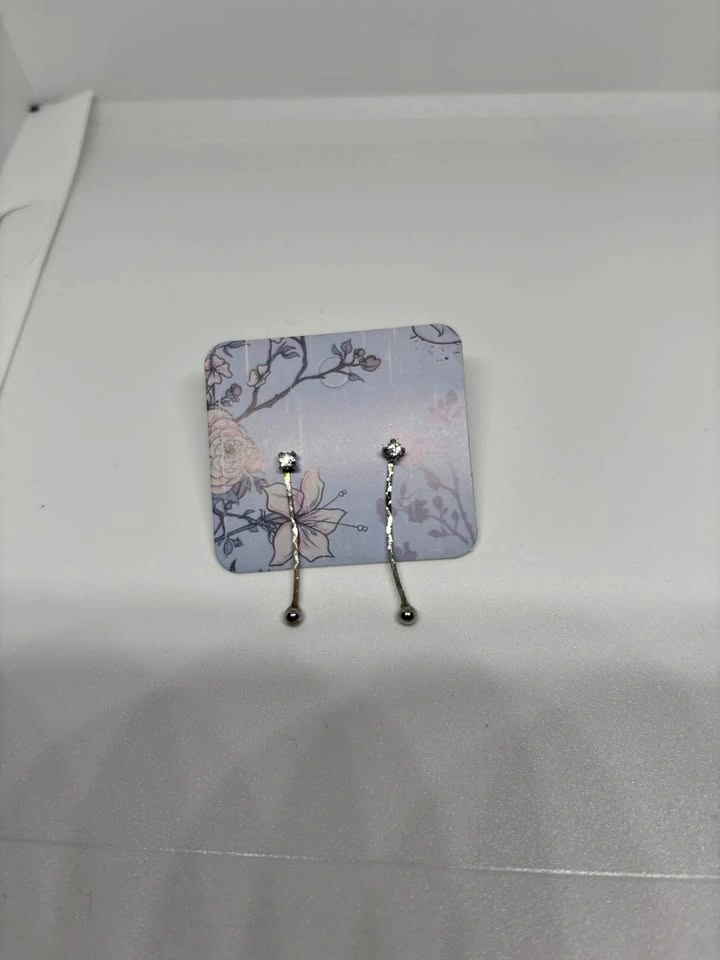 Silver-Toned Drop Earrings with Clear Stones