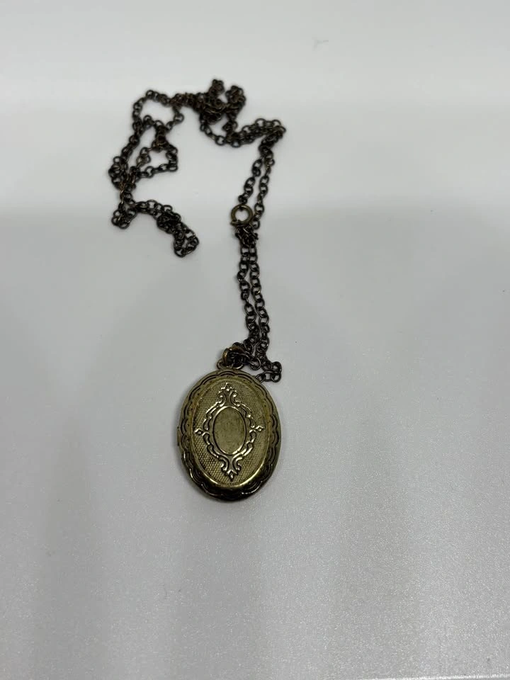 Vintage Style Brass Oval Locket Necklace
