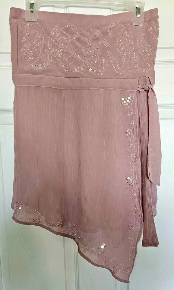 Vintage Urban Behavior Dusty Pink Sequin Beaded Skirt - M