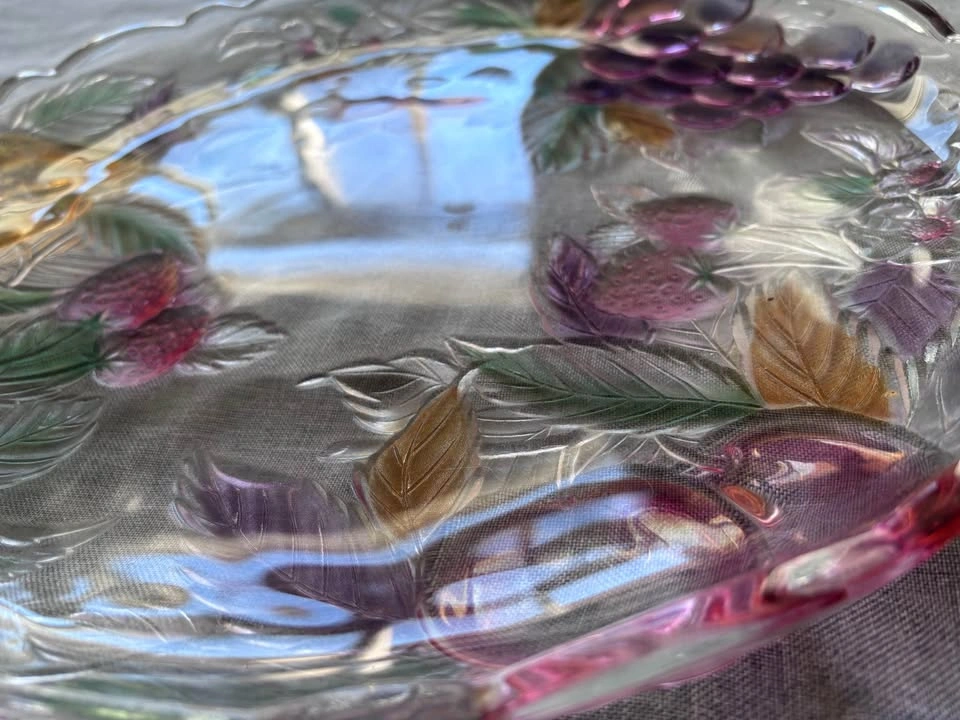 Vintage Embossed Fruit Glass Platter - photo 2