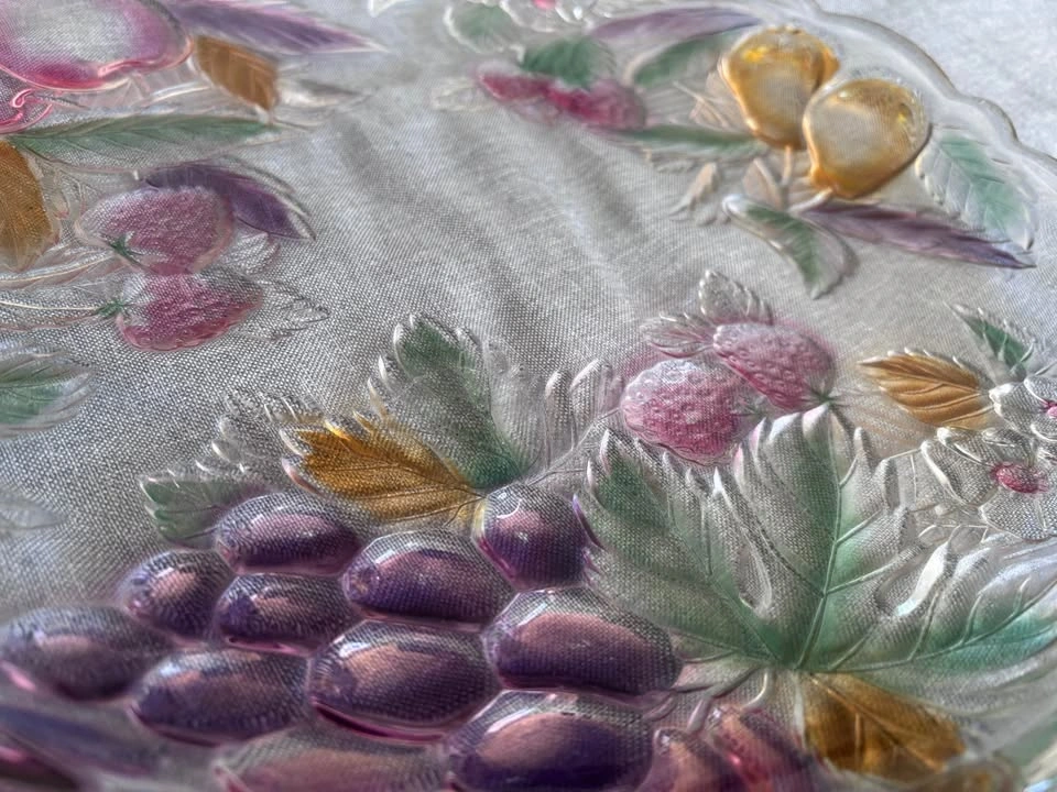 Vintage Embossed Fruit Glass Platter - photo 3