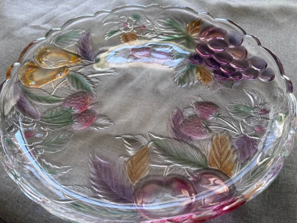 Vintage Embossed Fruit Glass Platter - photo 4