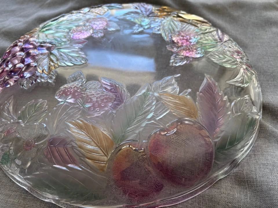 Vintage Embossed Fruit Glass Platter - photo 5