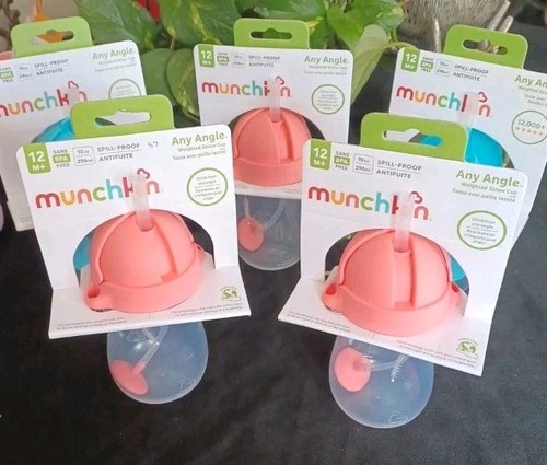 Munchkin Any Angle 10 oz Pink/Clear Weighted Straw Sippy Cup