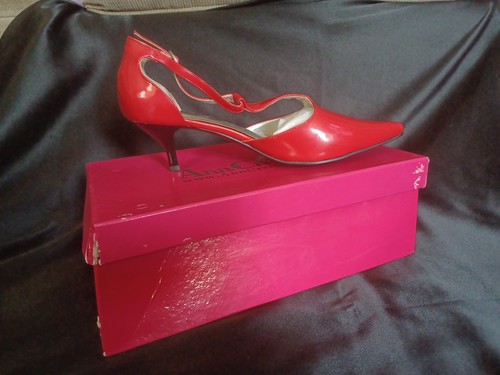 Ann Creek T Strap Pointed Toe Red 9.5 Heel
