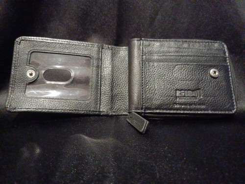 Genuine Leather Men's Wallet RFID Zip Around Black - photo 2