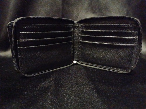 Genuine Leather Men's Wallet RFID Zip Around Black - photo 3