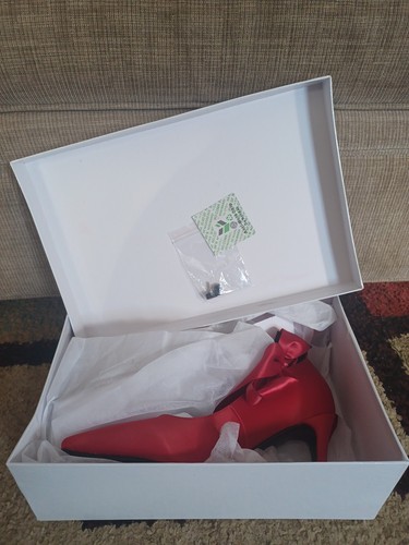 Midnight Velvet Red Satin D'Orsay Bow Pumps Size 7.5W NWB