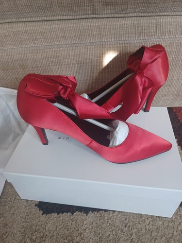 Midnight Velvet Red Satin D'Orsay Bow Pumps Size 7.5W NWB - photo 4