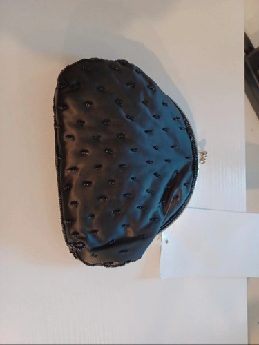 Ashro NWT Black Beaded Rhinestone Swirl Evening Clutch Bag - photo 2