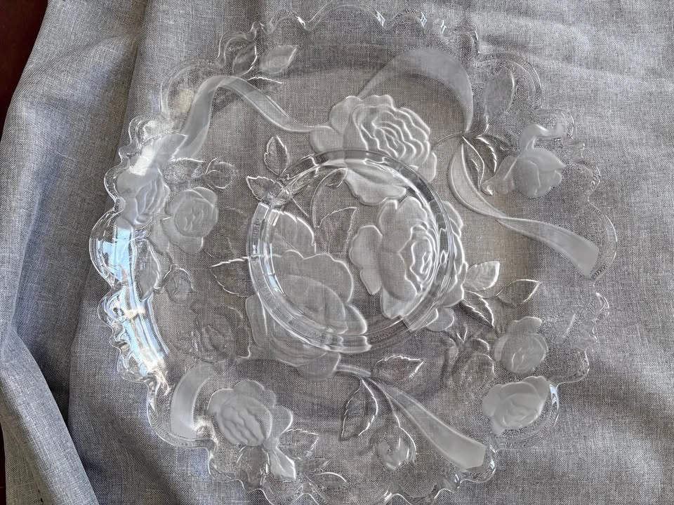 Mikasa Frosted Rose Glass Platter