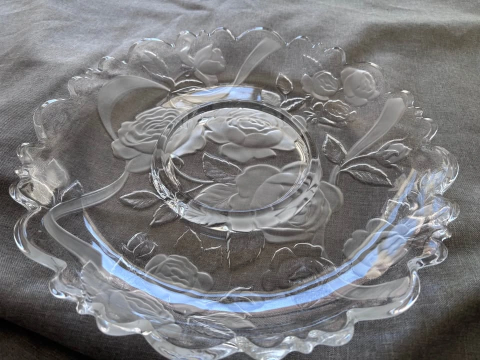 Mikasa Frosted Rose Glass Platter - photo 3