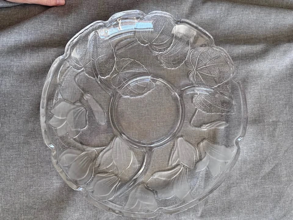 Frosted Glass Floral dip Platter