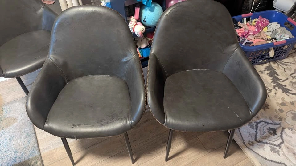 Set of 4 Modern Dark Grey Faux Leather Dining Chairs - photo 3