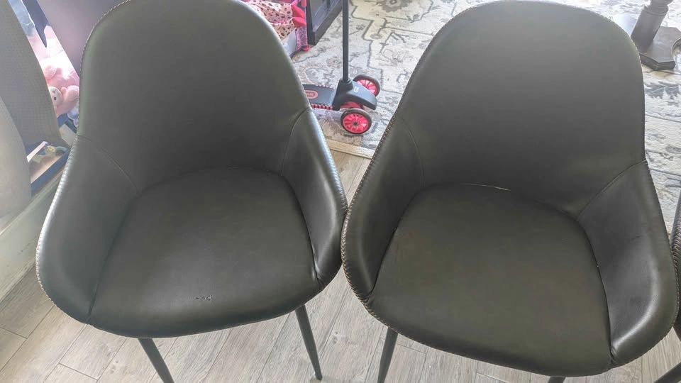 Set of 4 Modern Dark Grey Faux Leather Dining Chairs - photo 4