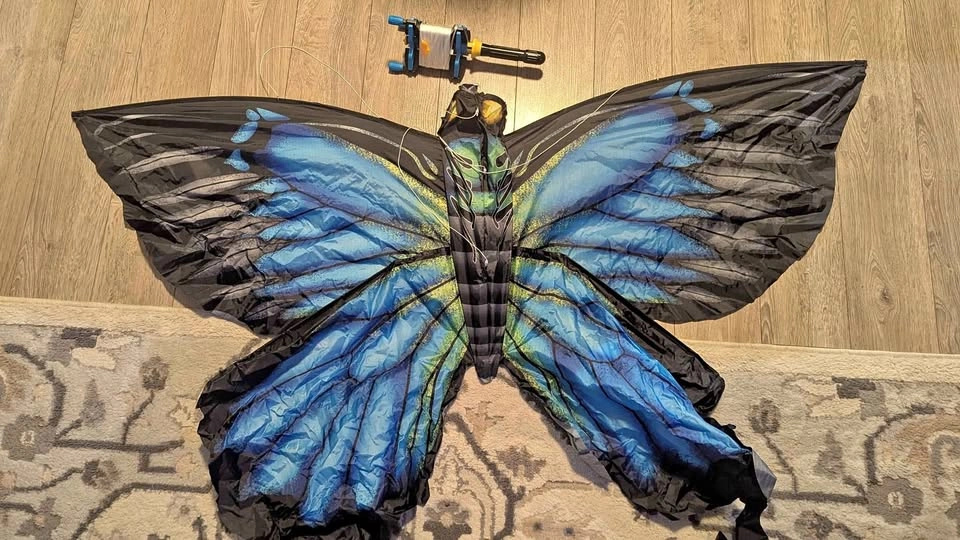 3D Blue Butterfly Kite (54" / 137 cm Wingspan) with Handle & Box
