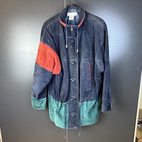 Paris Sport Club Men's M Colorblock Suede Leather Toggle Jacket