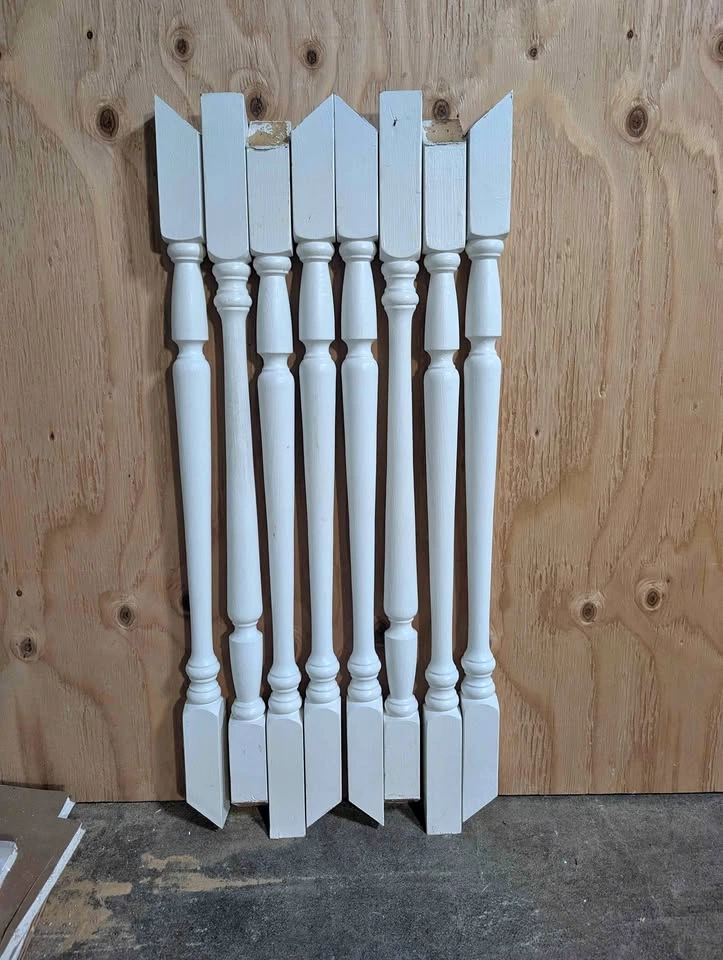 Set of 8 White Painted Wood Stair Balusters