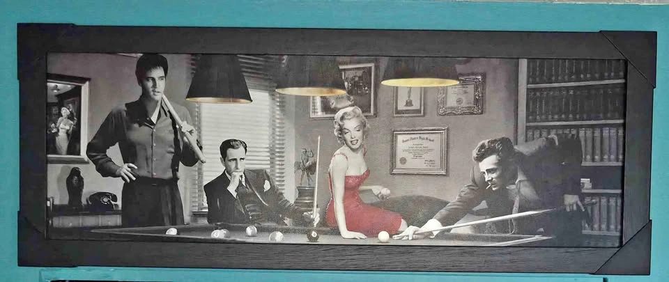 Framed Hollywood Legends Pool Table Print