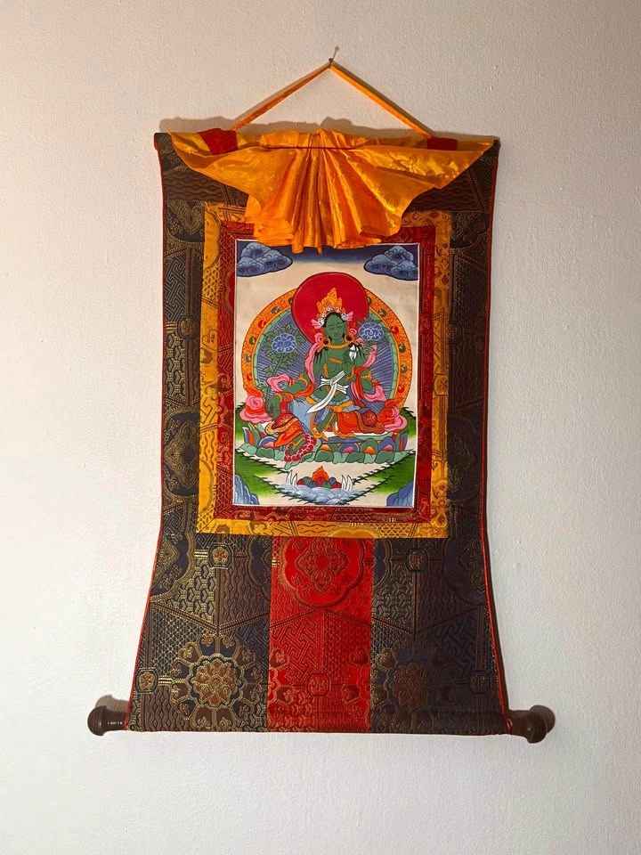 Green Tara Tibetan Thangka Wall Hanging