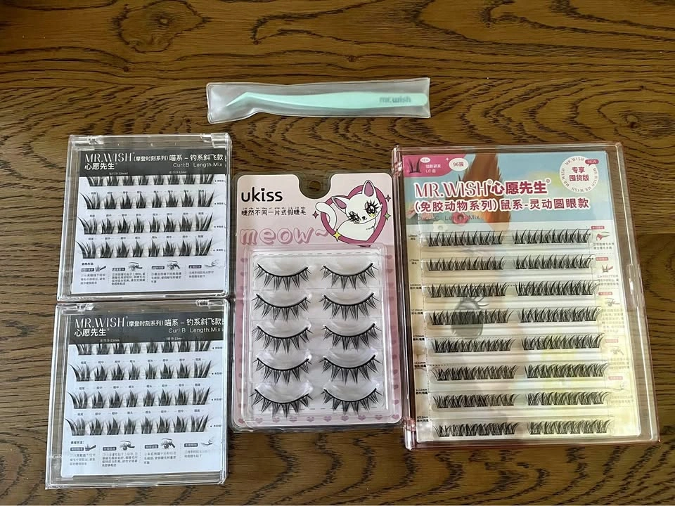 MR.WISH and ukiss False Eyelashes with Tweezers all brand new