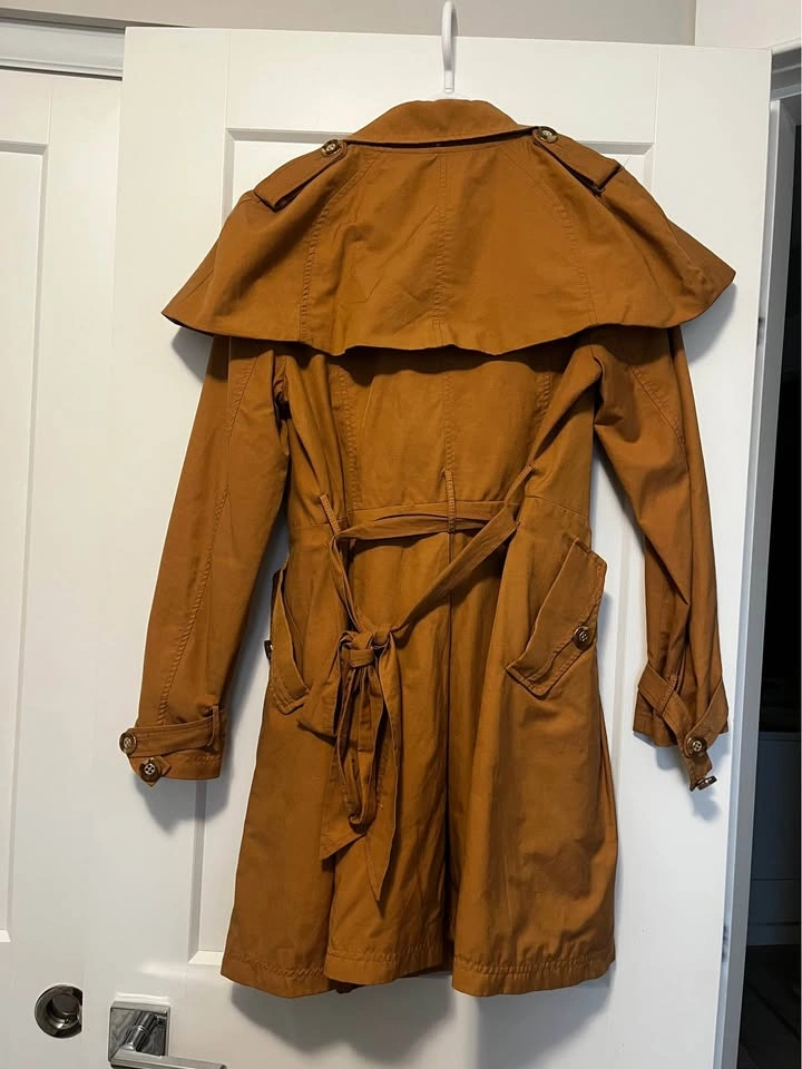 Double-Breasted Capelet Trench Coat / Windbreaker Size S/M - photo 4