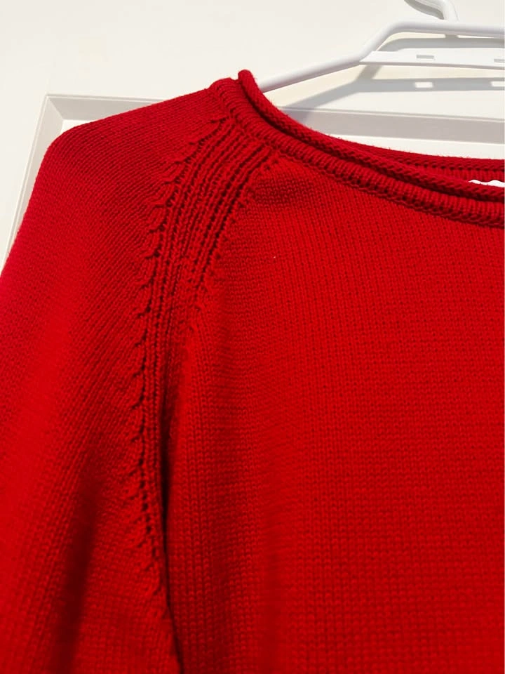 Red Raglan Sleeve Knit Sweater 100% cotton size: S or M - photo 3