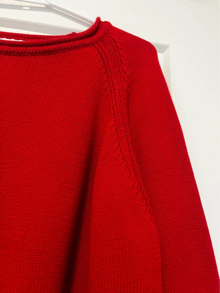 Red Raglan Sleeve Knit Sweater 100% cotton size: S or M - photo 4