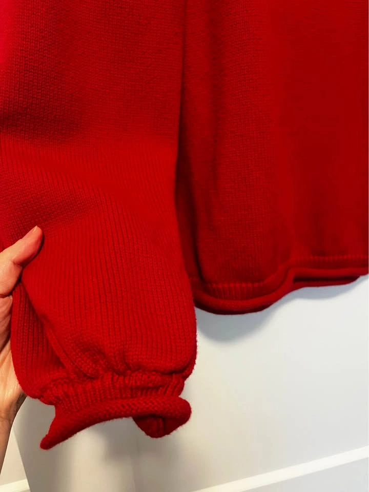 Red Raglan Sleeve Knit Sweater 100% cotton size: S or M - photo 5