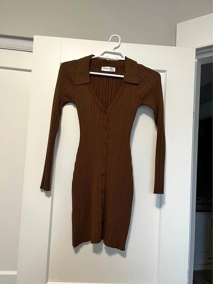 Little Mountain Ribbed Knit Cardigan Dress