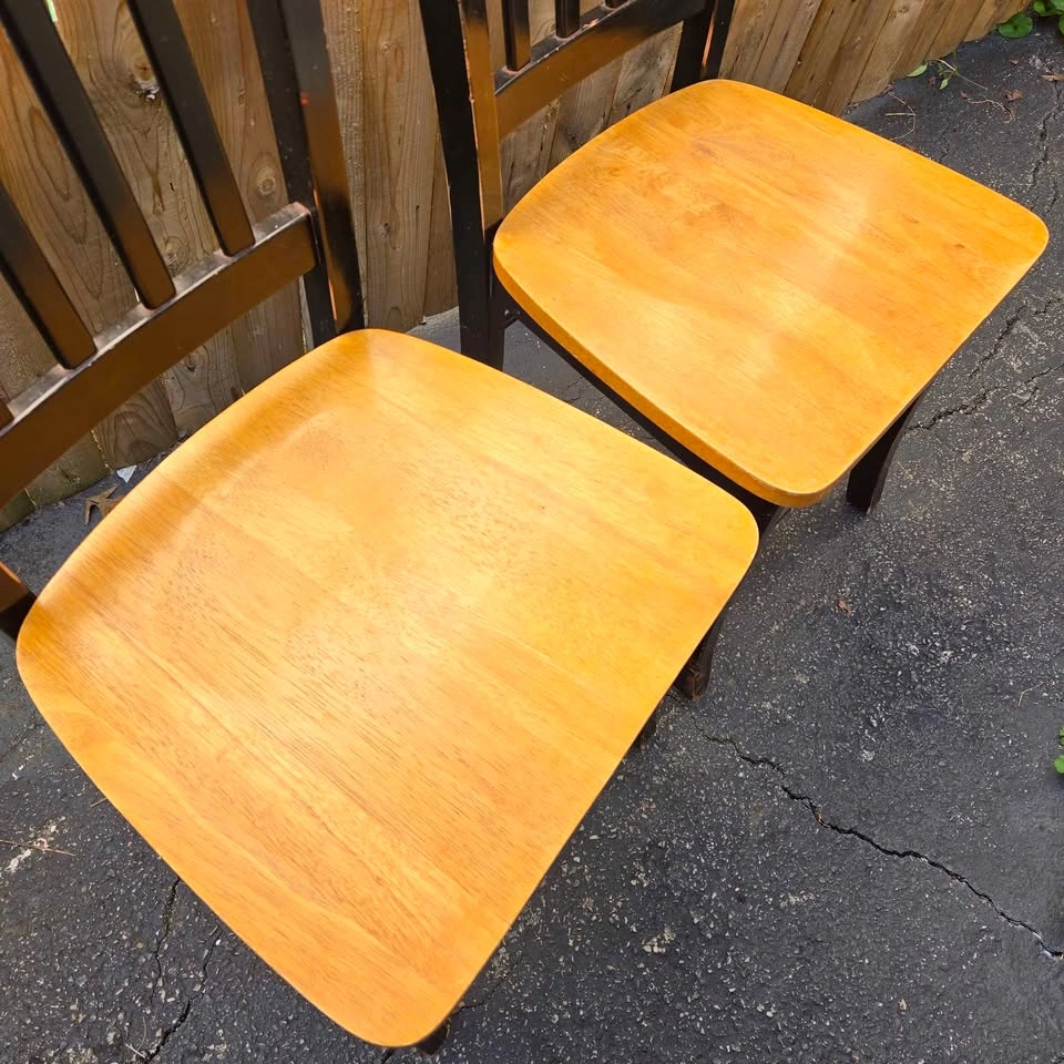Pair of Two-Tone Solid Wooden Dining Chairs - photo 3