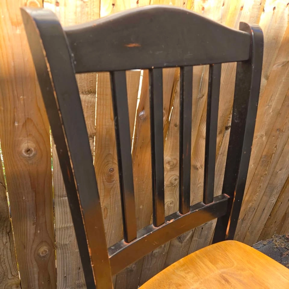 Pair of Two-Tone Solid Wooden Dining Chairs - photo 4