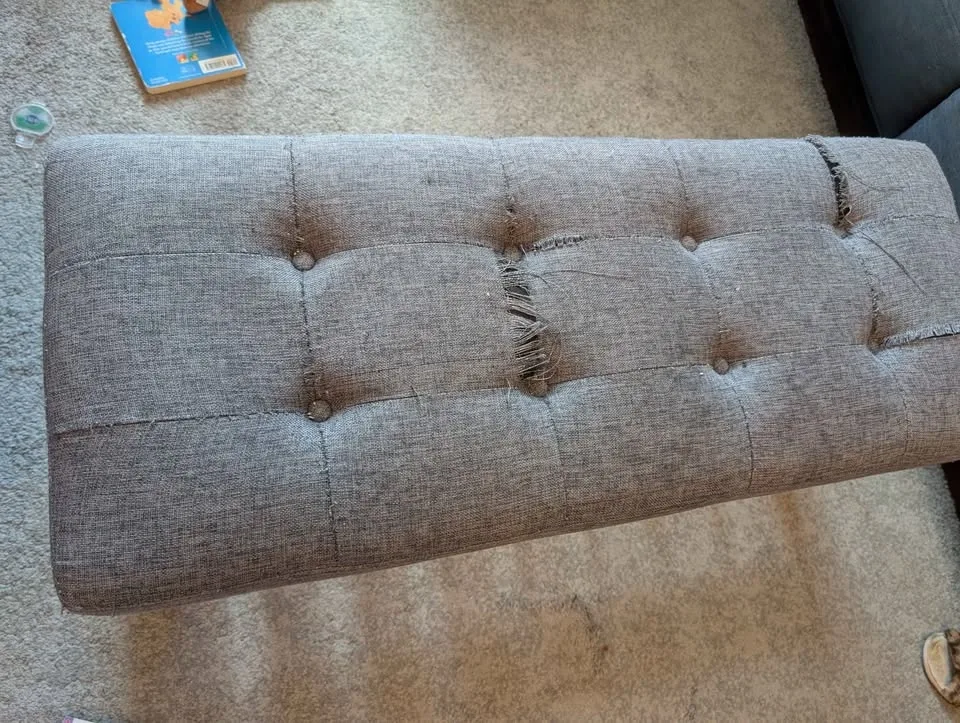 Grey Tufted Entryway Bench with Shoe Shelf - photo 2