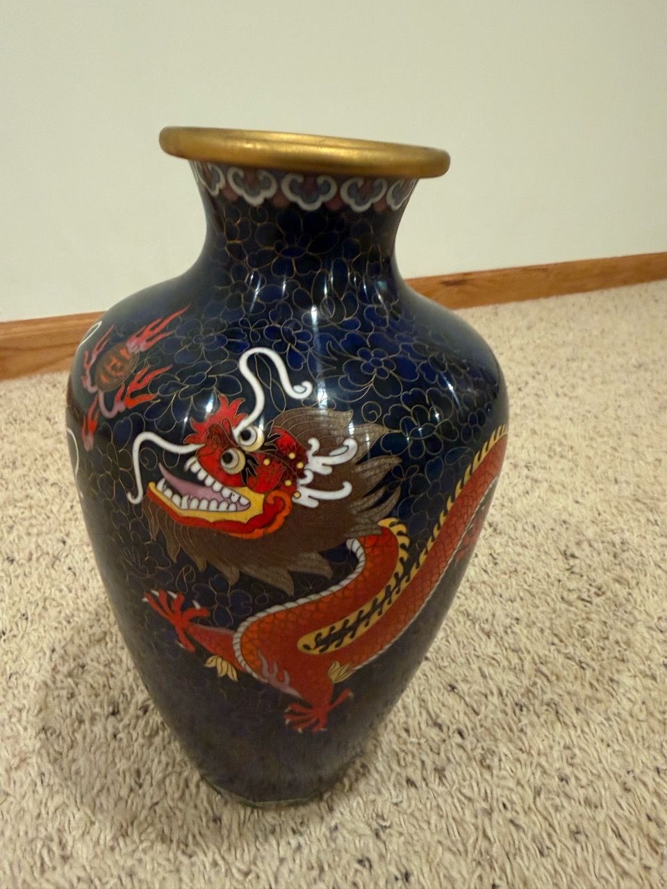 Vintage Chinese Cloisonne Dragon Vase