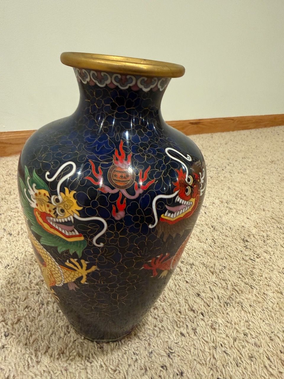 Vintage Chinese Cloisonne Dragon Vase - photo 5
