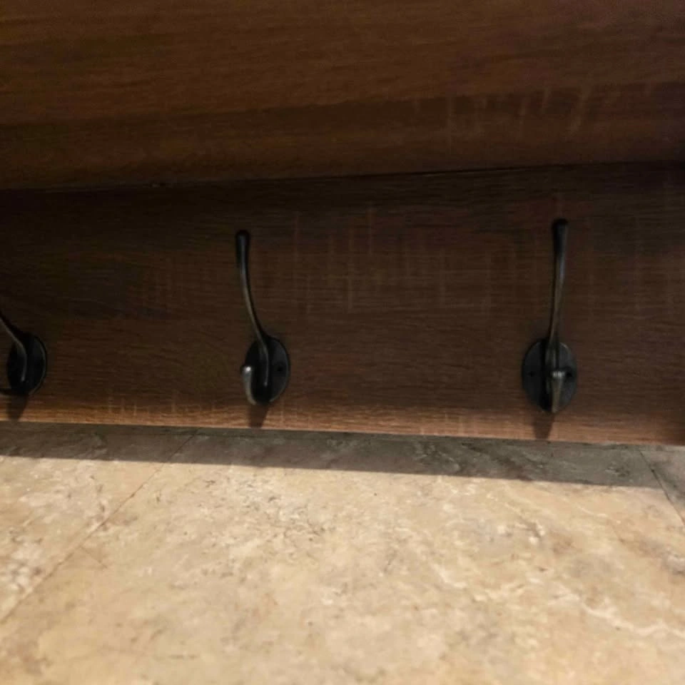 Brown Rectangular Floating Shelf with Hooks - photo 3