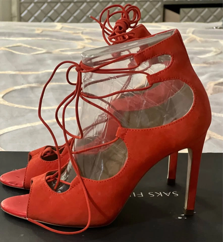 Aldo Salmon Suede Sandals Stiletto Heels - photo 2
