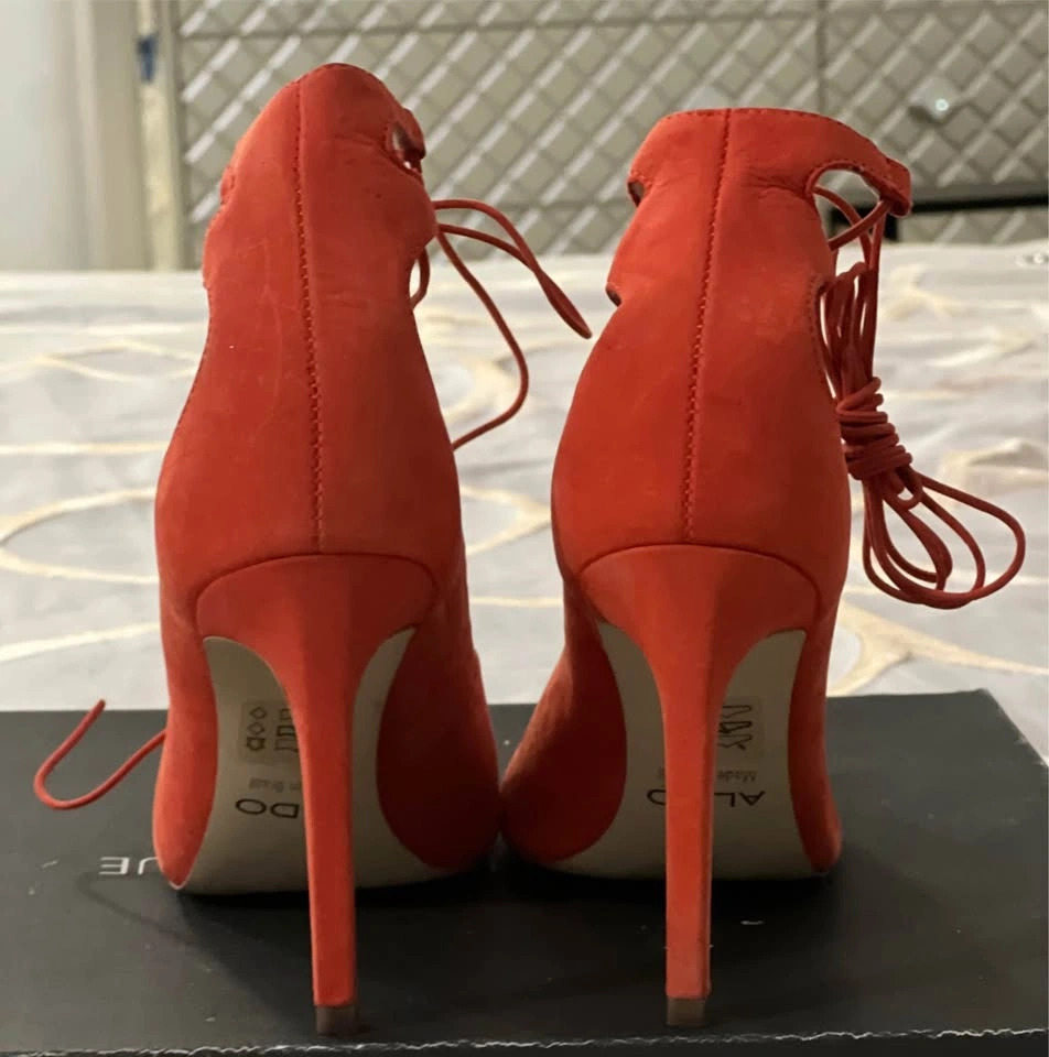 Aldo Salmon Suede Sandals Stiletto Heels - photo 3