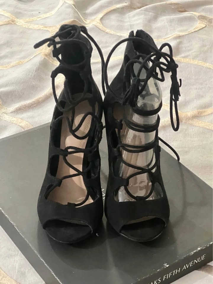 Aldo Black Suede Sandals Stiletto Heels
