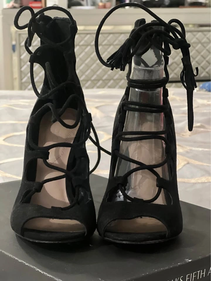 Aldo Black Suede Sandals Stiletto Heels - photo 2