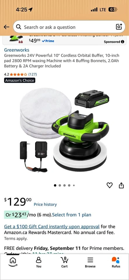 Greenworks cordless buffer