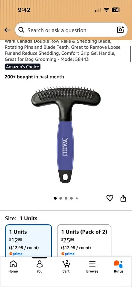 Wahl Double Row Rake & Shedding Blade