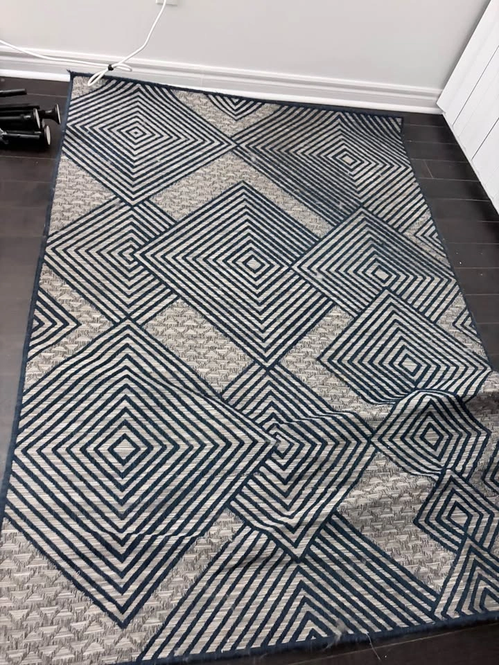 Large Modern Area Rug – Navy & Beige Geometric Design - photo 2